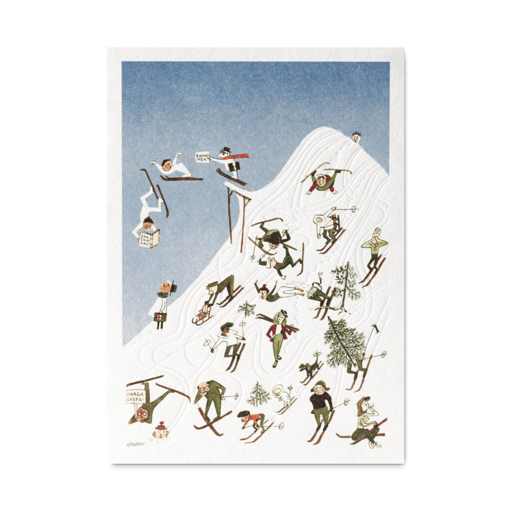 Holiday card Skiers