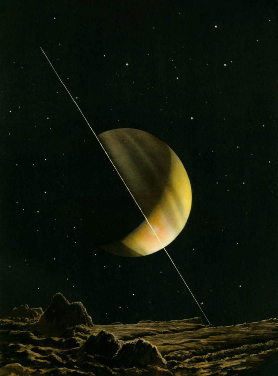 Saturn widziany z Rhei; zdjęcie: domena publiczna