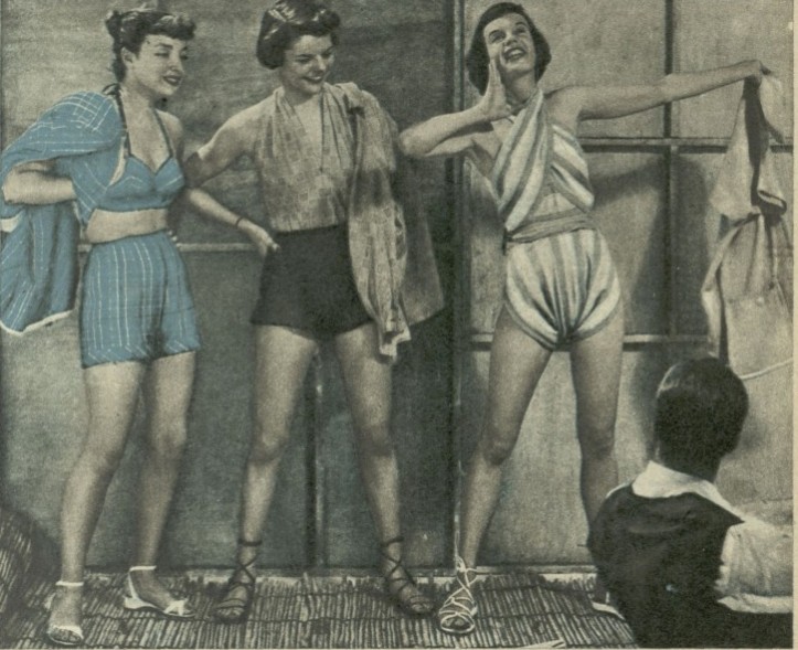 Zdjęcie z rozkładówki modowej w „Przekroju” (nr 270/1950)