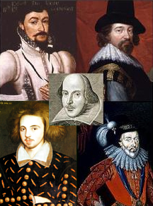 Portrety: Edward de Vere, Francis Bacon, Christopher Marlowe, William Stanley, William Szekspir/Wikimedia Commons