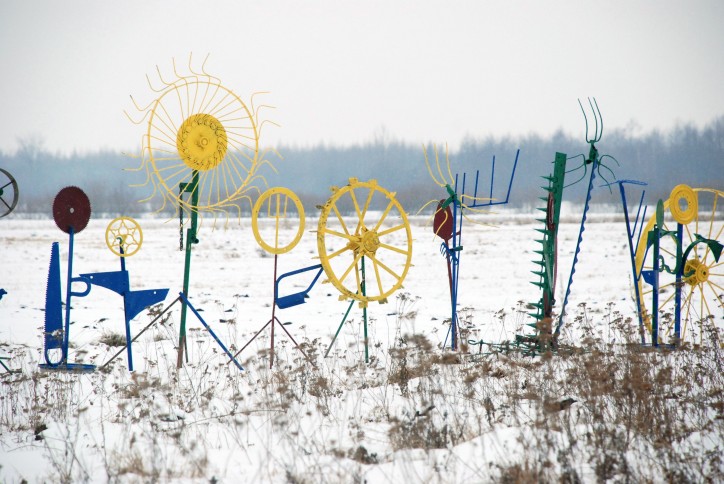 Daniel Rycharski, Ogród zimowy, rzeźba, 2013. Zdjęcie wykonane we wsi Kurówko; zdjęcie: Daniel Chrobak, dzięki uprzejmości organizatorów 