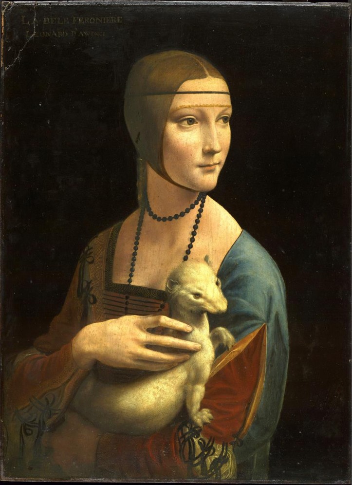 "Dama z gronostajem", Leonardo da Vinci, 1489 - 1490 r. /zbiory Muzeum Książąt Czartoryskich