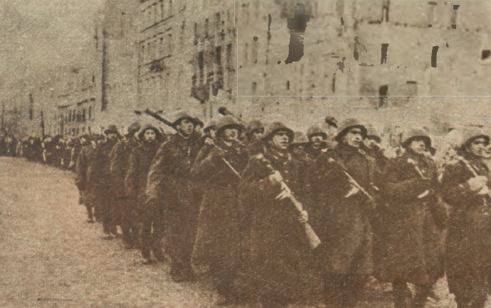 Styczeń 1945; do Warszawy wkraczają oddziały zwycięskich wojsk polskich; źródło: archiwum, nr 1329/1970 r.