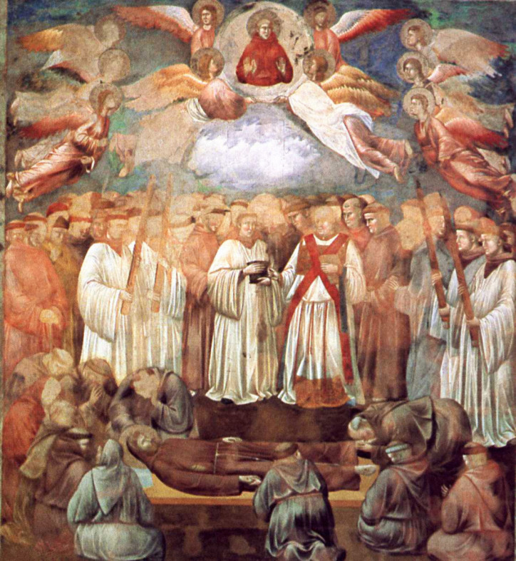 Giotto di Bondone, "Śmierć św. Franciszka", przed 1299 r., bazylika św. Franciszka w Asyżu