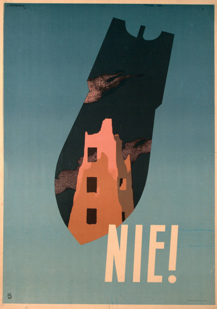 "NIE!", Tadeusz Trepkowski, 1952 r., ze zbiorów Muzeum Plakatu w Wilanowie; źródło: MSN
