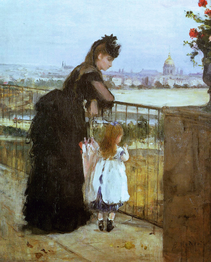 "Kobieta i dziecko na balkonie", 1872 r., Berthe Morisot; źródło: Ittleson Foundation (domena publiczna)