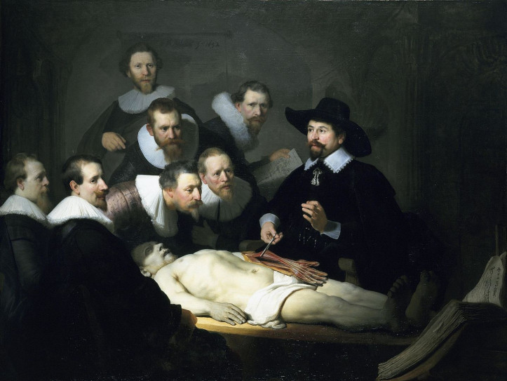 "Lekcja anatomii doktora Tulpa", Rembrandt, 1632 r.; źródło: Mauritshuis, Haga