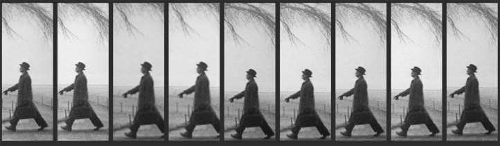 Dziewięć identycznych, zestawionych ze sobą fragmentów jednej fotografii: London 1951.