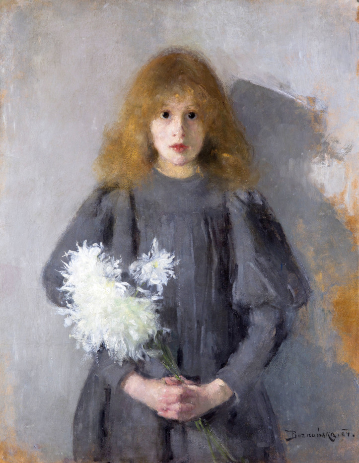 "Dziewczynka z chryzantemami", 1894 r., Olga Boznańska, Muzeum Narodowe w Krakowie