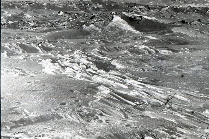 Traces of the hikers on the slope of Kholat Syakhl. Photograph from investigative files.