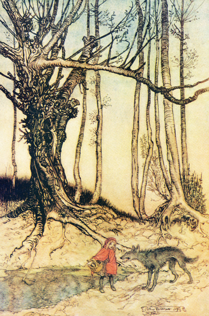 Illustration from “Little Red Riding Hood” in “The Fairy Tales of the Brothers Grimm”, Arthur Rackham, 1909