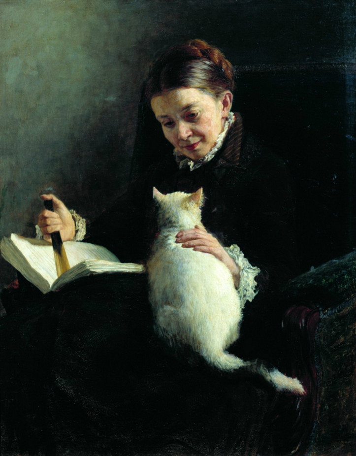 "Portret kobiety z kotem", Nikołaj Jaroszenko, 1882 r., źródło: Muzeum Sztuki Kaluga