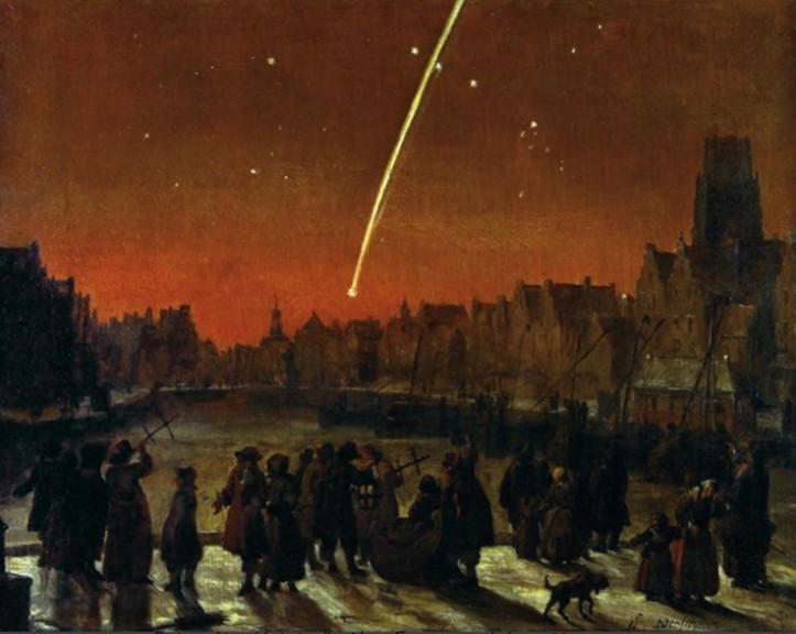 "Wielka Kometa z roku 1680", Lieve Verschuier; źródło: Museum Rotterdam (domena publiczna)
