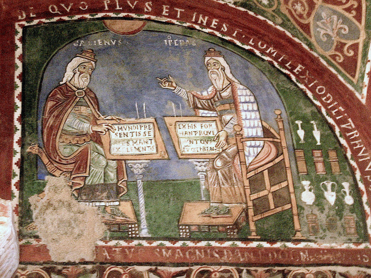 Malarstwo ścienne z XII w., „Galem i Hipokrates”, fot. Wikimedia Commons (CC BY-SA 2.5)