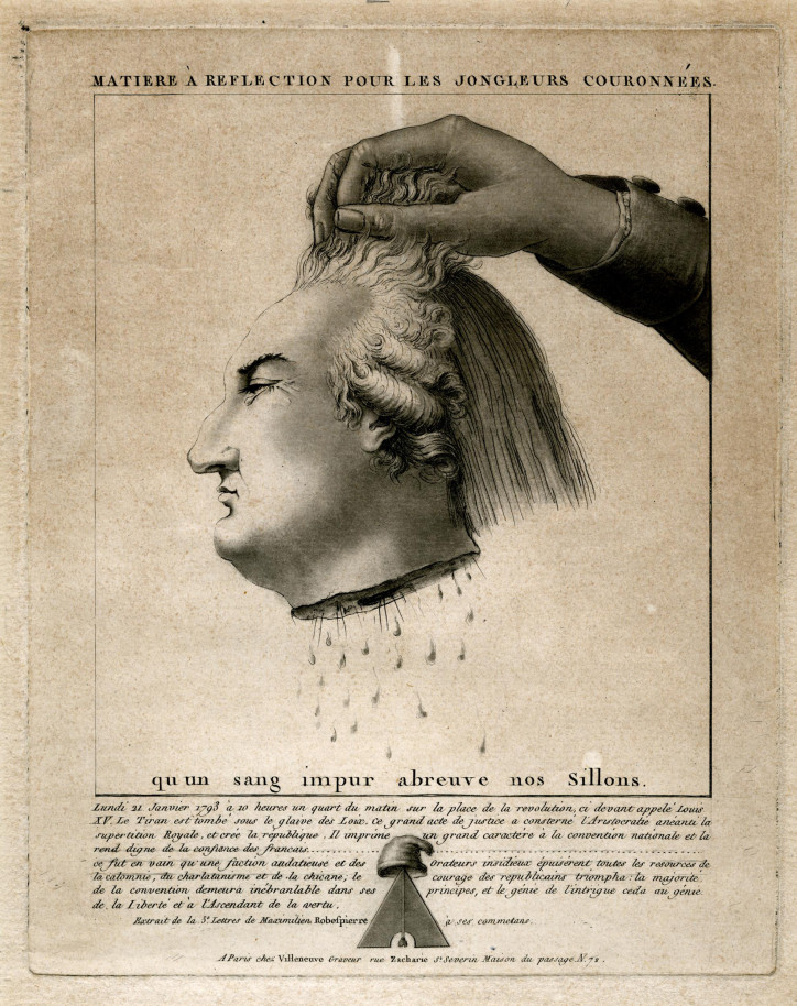 Odcięta głowa Ludwika XVI, francuska satyra rewolucyjna; zdjęcie: domena publiczna