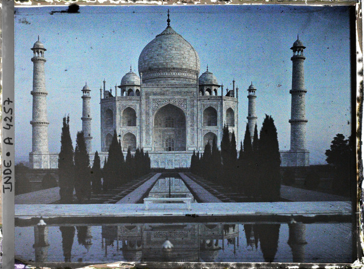 Grand Axial Canal i Taj Mahal, Indie, 1913 r., fot. Stéphane Passet, Muzeum Alberta Kahna, domena publiczna