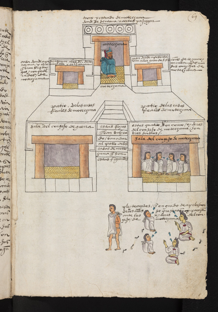 Karta ze średniowiecznego Kodeksu Mendoza, dokumentu opisującego historię Azteków; zdjęcie: domena publiczna